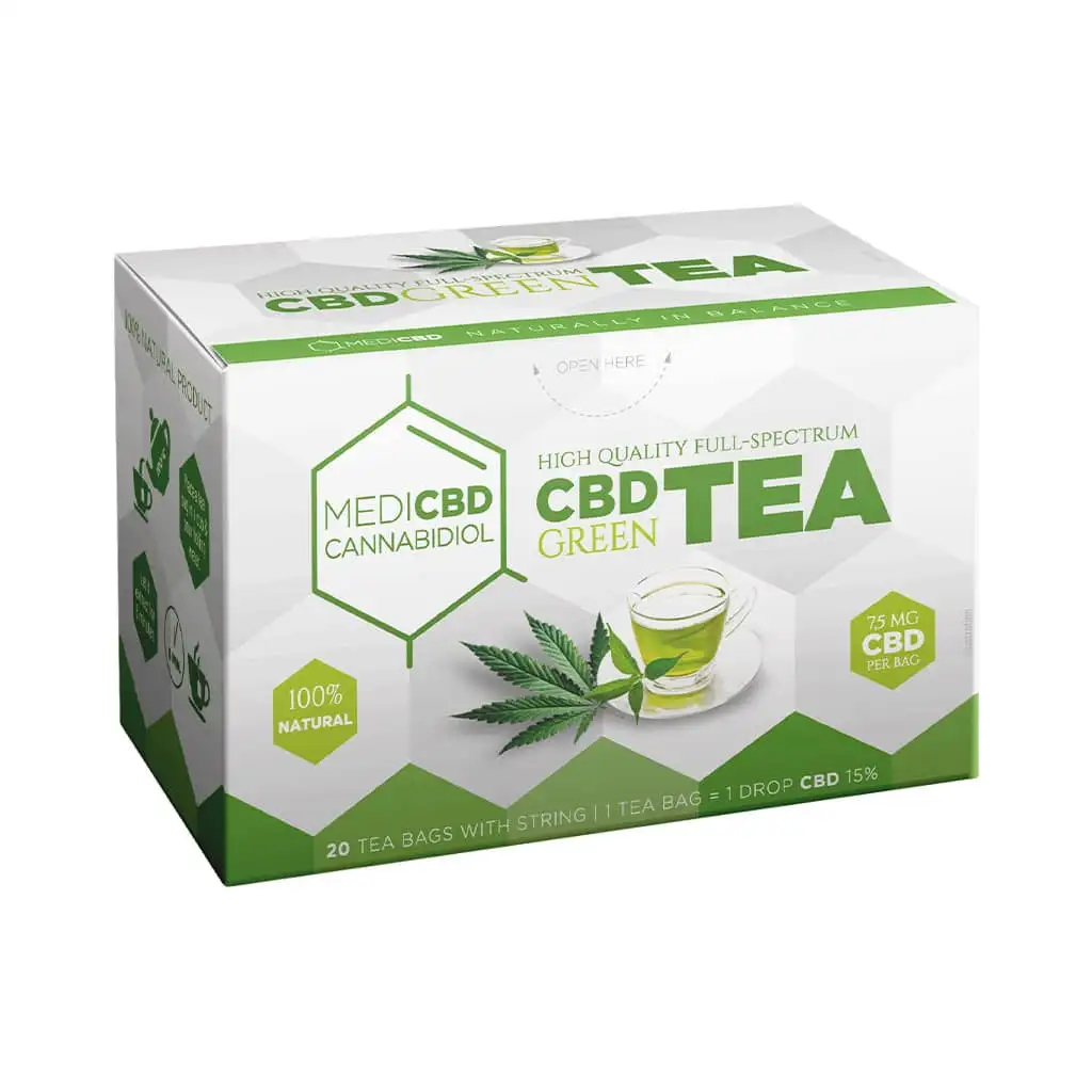 MediCBD 7.5mg CBD Tea – Green – Carton (10 Boxes of Tea)